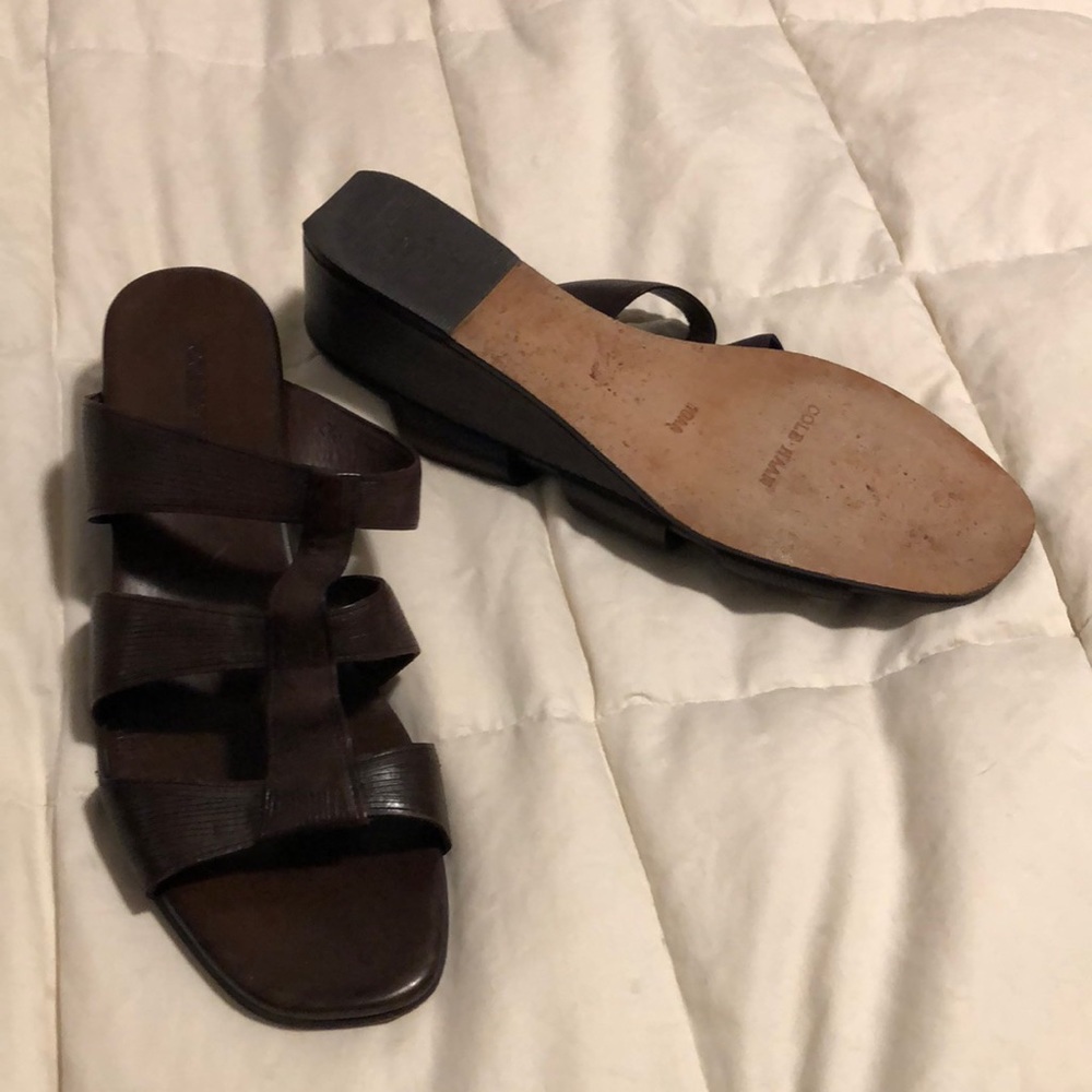 Cole Haan Leather Wedge Sandals 10AA